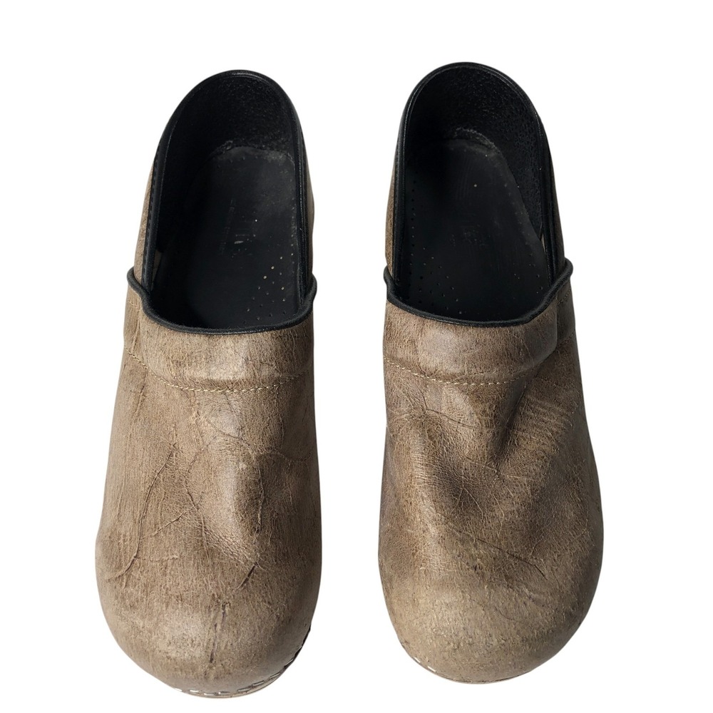 Sanita Danish Clogs Shoes Womens Size 41‎ Brown Leather Work Comfort Slip On